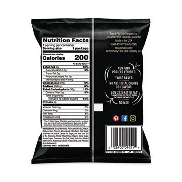 Pita Chips, 1.5 oz Bag, Cinnamon Sugar, 24/Carton