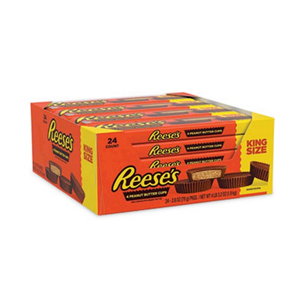 King Size Peanut Butter Cups, 2.8 oz Bar, 24 Bars/Carton