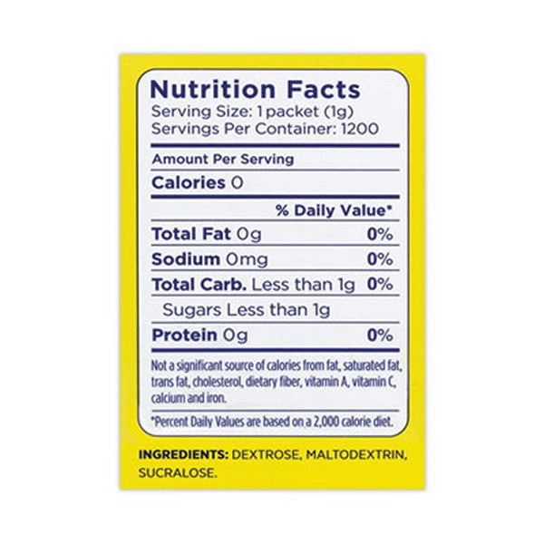 No Calorie Sweetener Packets, 1 g, 1,200/Carton