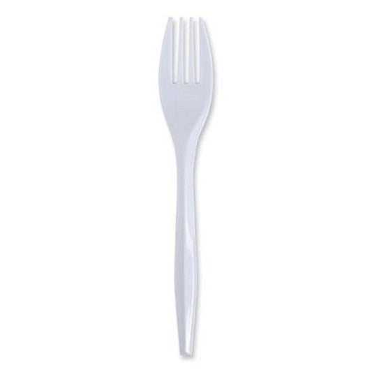 Boardwalk® Mediumweight Wrapped Polypropylene Cutlery, Fork, White, 1000/carton