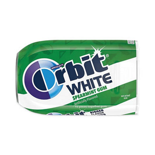 White Sugar-Free Gum, Spearmint, 15 Pieces/Pack, 9 Packs/Carton