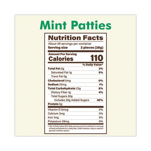 Mint Patties,175 Individually Wrapped, 3 lb Bag