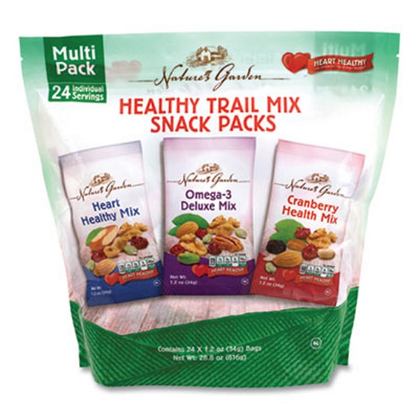 NaturesGdn Healthy Trail Mix Snack Packs, 1.2 Pouch, 24 Pouches/box