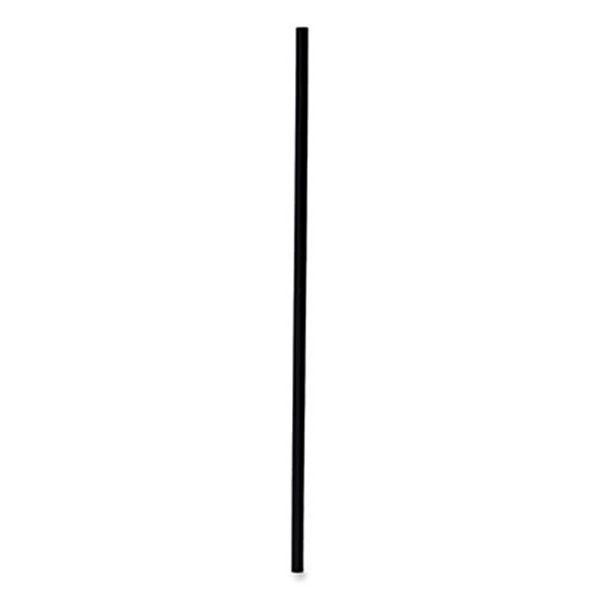 Boardwalk® Single-Tube Stir-Straws, 5.25", Polypropylene, Black, 1,000/pack, 10 Packs/carton