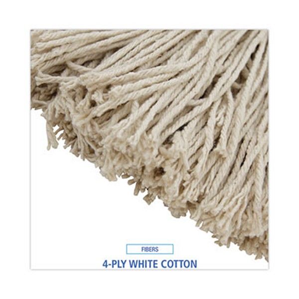 Boardwalk® Mop Head, Economical Lie-Flat Head, Cotton Fiber, 20 oz, White, 12/Carton