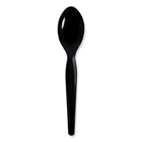 Boardwalk® Heavyweight Wrapped Polystyrene Cutlery, Teaspoon, Black, 1,000/carton