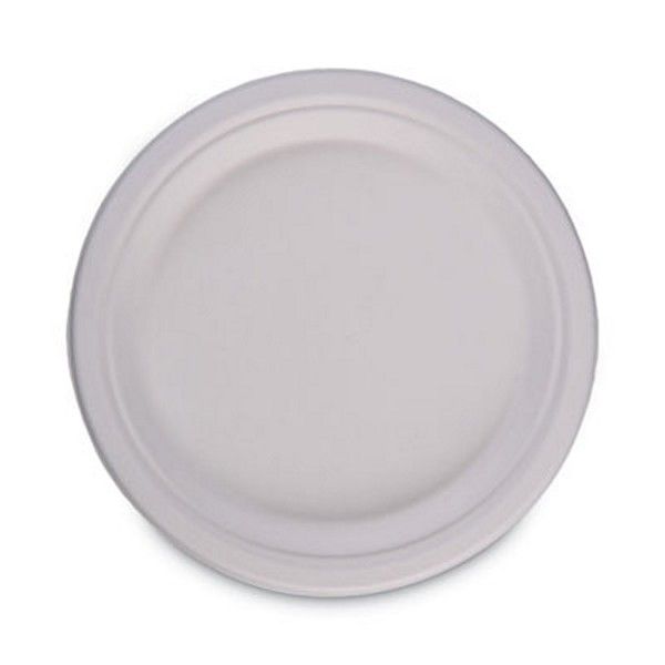 Boardwalk® Bagasse Dinnerware, Plate, 9" Dia, White, 500/carton