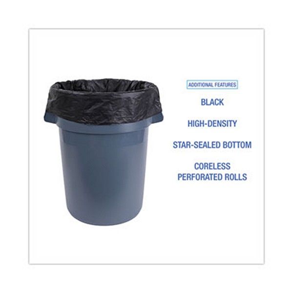 Boardwalk® High-Density Can Liners, 45 Gal, 19 Microns, 40" X 46", Black, 150/carton