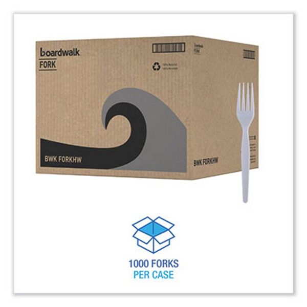 Boardwalk® Heavyweight Polystyrene Cutlery, Fork, White, 1000/carton