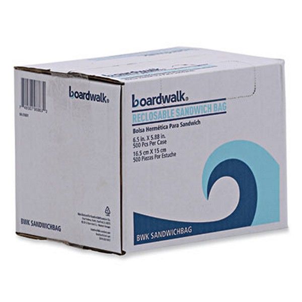 Boardwalk® Reclosable Food Storage Bags, Sandwich, 1.15 Mil, 6.5" X 5.89", Clear, 500/box