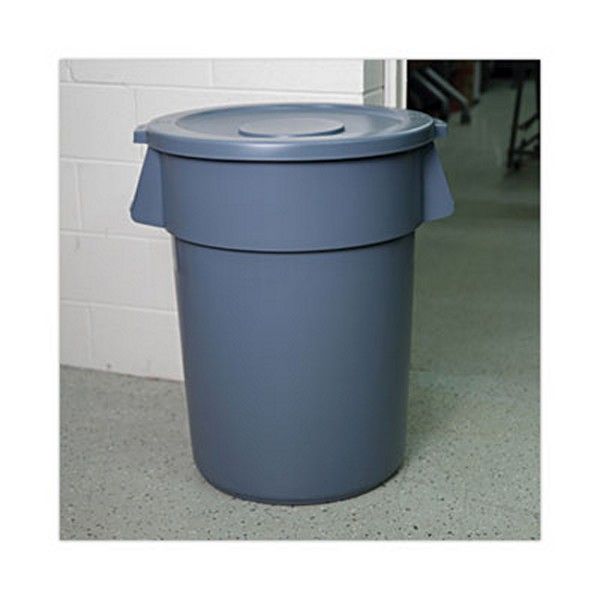 Boardwalk® Lids For 44 Gal Waste Receptacles, Flat-Top, Round, Plastic Gray