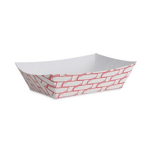 Boardwalk® Paper Food Baskets, 2 Lb Capacity, Red/white, 1,000/carton