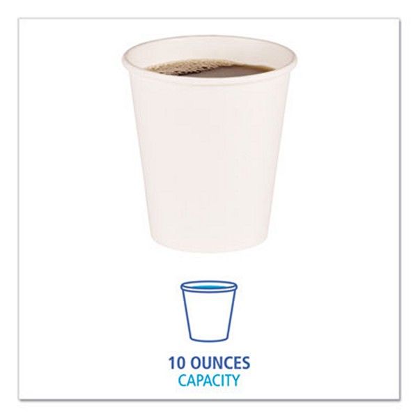 Boardwalk® Paper Hot Cups, 10 Oz, White, 20 Cups/sleeve, 50 Sleeves/carton