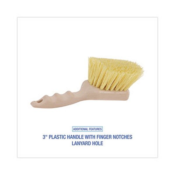 Boardwalk® Utility Brush, Cream Polypropylene Bristles, 5.5 Brush, 3" Tan Plastic Handle