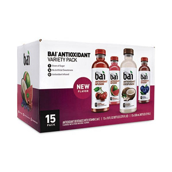 Bai Antioxidant Infused Beverage, Variety Pack, 18 Bottle, 15/Box