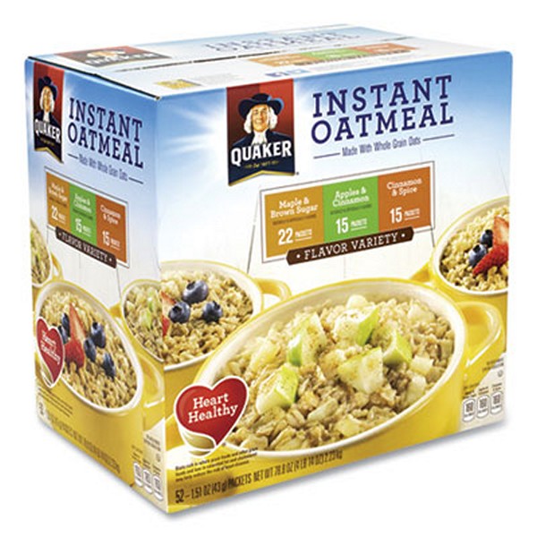 Quaker Instant Oatmeal, Assorted Varieties, 1.51 Envelope, 52/carton