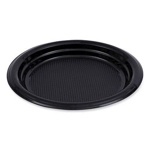 Boardwalk® Hi-Impact Plastic Dinnerware, Plate, 6" Dia, Black, 1,000/carton