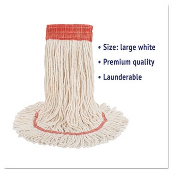 Boardwalk® Super Loop Wet Mop Head, Cotton/synthetic Fiber, 5" Headband, Large Size, White