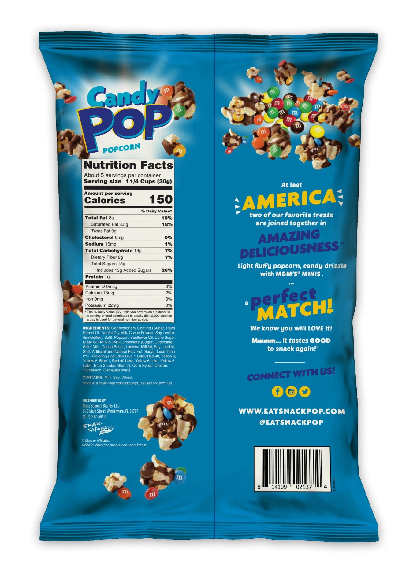 CtM & M Minis Candy Pop Popcorn 5.25 Ounce Size - 12 Per Case