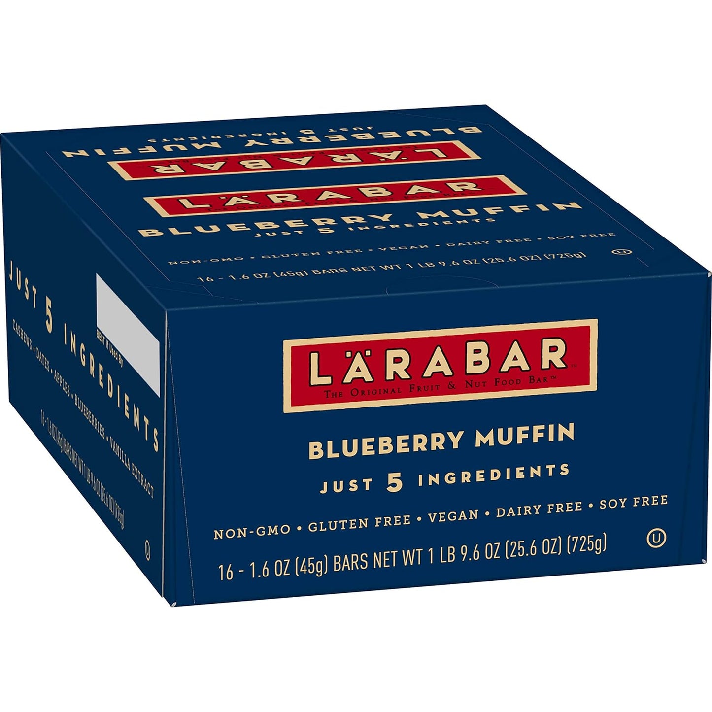 Larabar Gluten Free Bar, Blueberry Muffin, 1.6 oz Bar, Case of 16