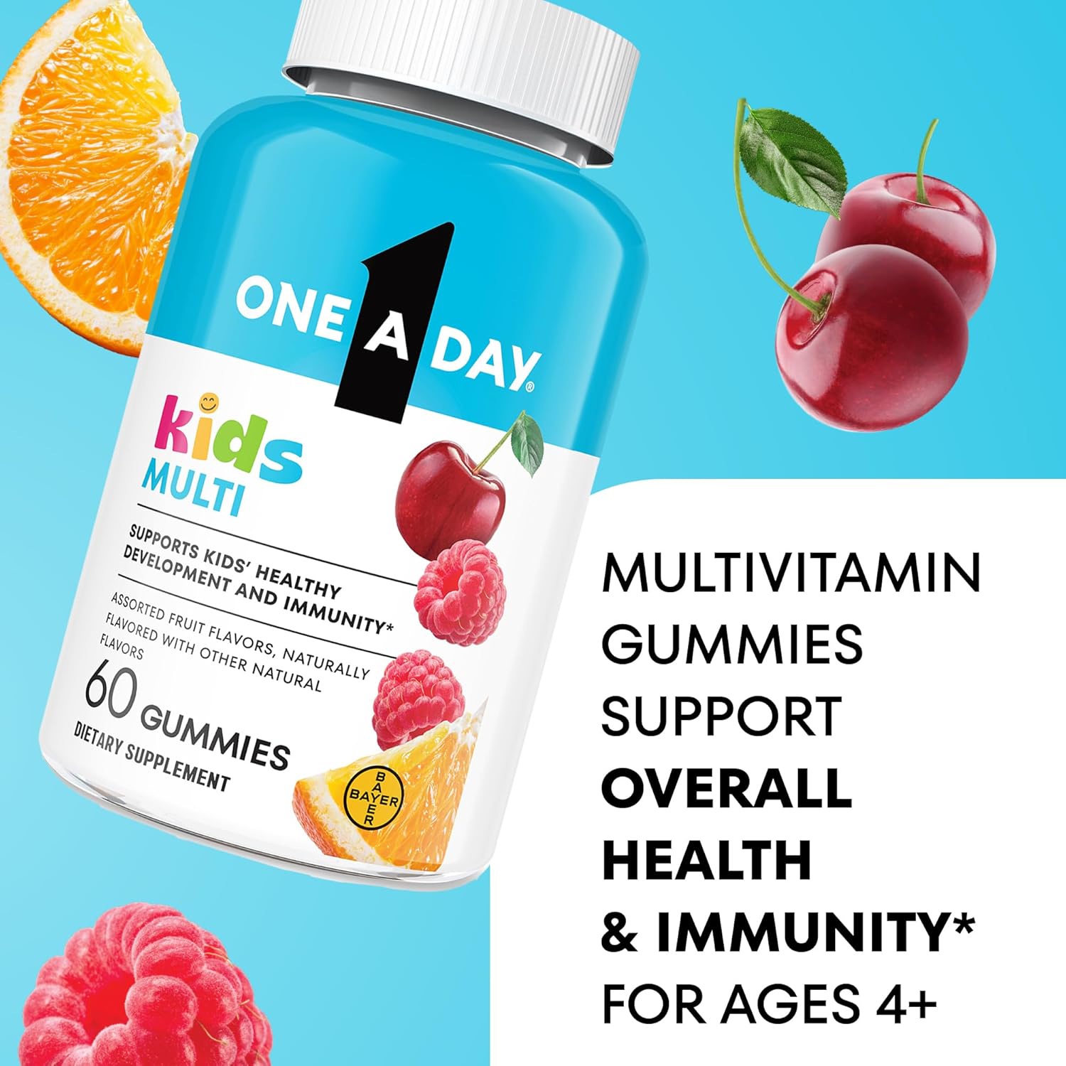 One A Day Kids Multivitamin Gummy, 60 Count, 3 Per Pack, 8 Per Case