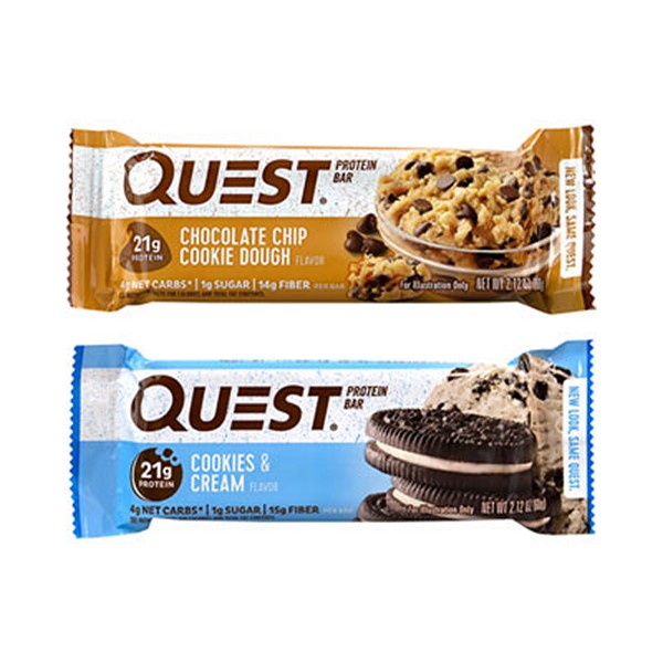 QuestNutri Protein Bar Value Pack, Chocolate Chip Cookie Dough, Cookies and Cream, 2.12 Bar, 14 Count