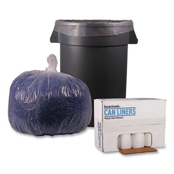 Boardwalk® Low Density Repro Can Liners, 33 Gal, 1.1 Mil, 33" X 39", Clear, 10 Bags/roll, 10 Rolls/carton