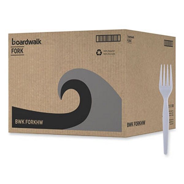 Boardwalk® Heavyweight Polystyrene Cutlery, Fork, White, 1000/carton