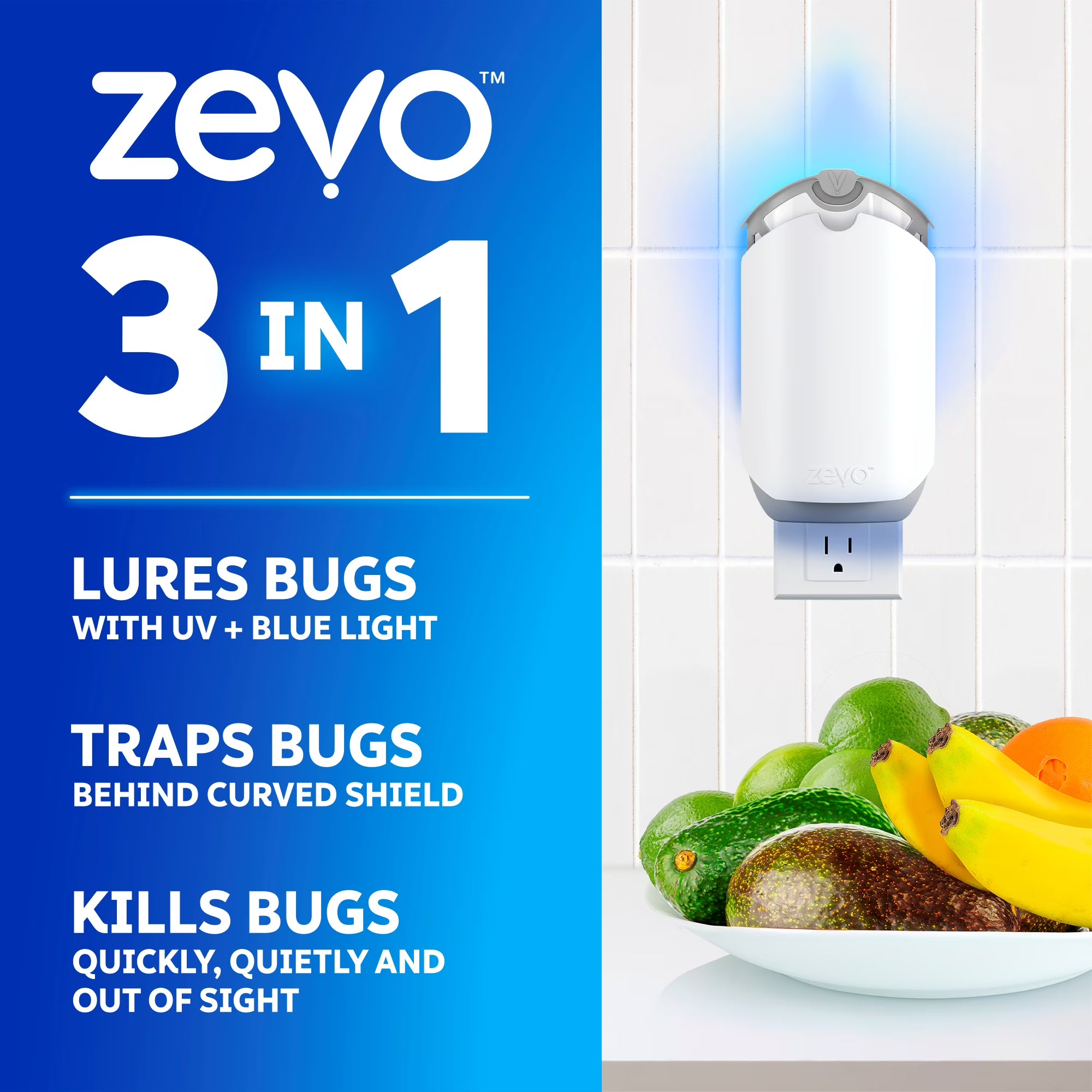 Zevo Flying Insect Trap Full Size - 1 Plug In Device & 1 Refill Cartridge, 1 Count, 4 Per Case