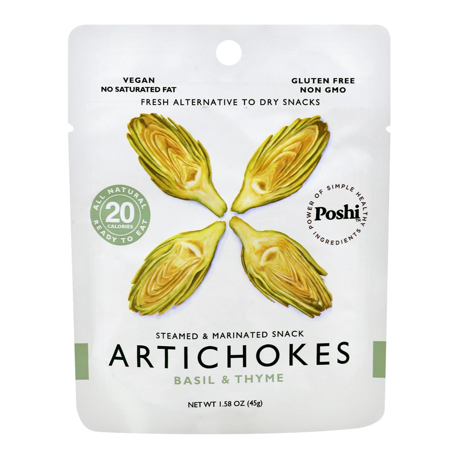 Poshi - Snack Artichokes Mrntd Veg - Case of 10 - 1.58 Ounce