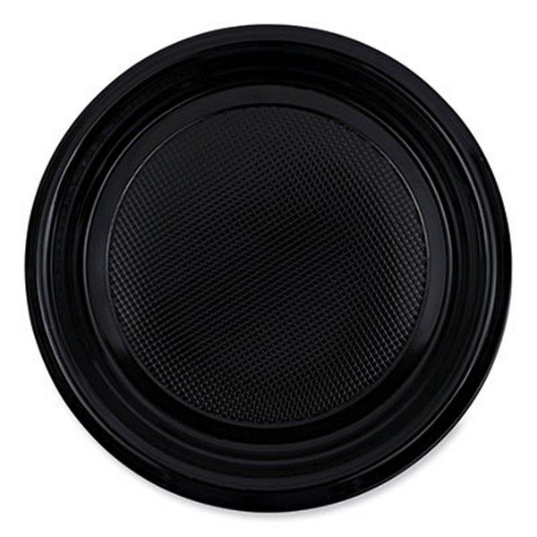 Boardwalk® Hi-Impact Plastic Dinnerware, Plate, 9" Dia, Black, 500/carton