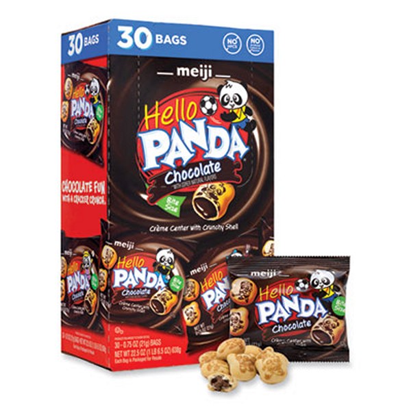 Hello Panda Chocolate Creme Filled Cookies, 0.75 oz Bag, 30 Bags/Carton