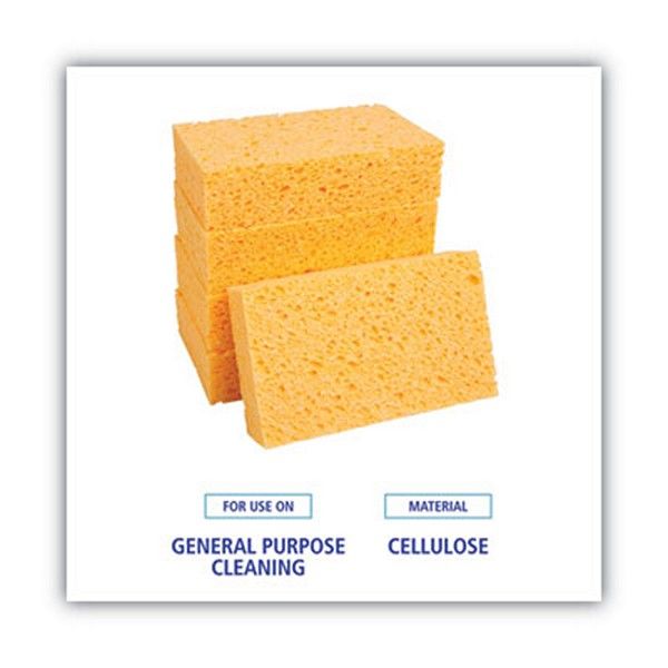 Boardwalk® Medium Cellulose Sponge, 3.67 X 6.08, 1.55" Thick, Yellow, 24/carton