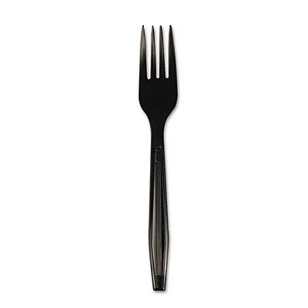 Boardwalk® Heavyweight Polystyrene Cutlery, Fork, Black, 1000/carton