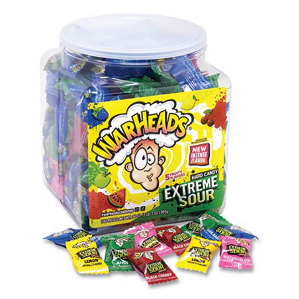 Xtreme Sour Hard Candy, Assorted Flavors, 34 oz Tub