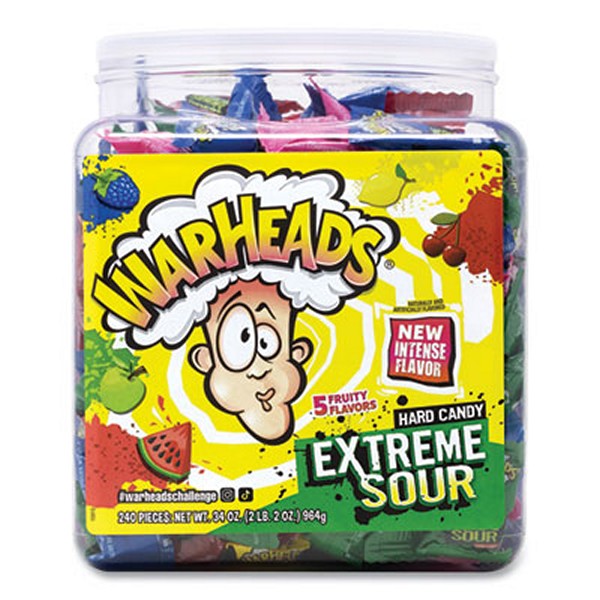 Xtreme Sour Hard Candy, Assorted Flavors, 34 oz Tub