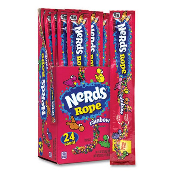 Nerds Rope Candy, Fruity, 0.92 oz Individually Wrapped, 24/Carton