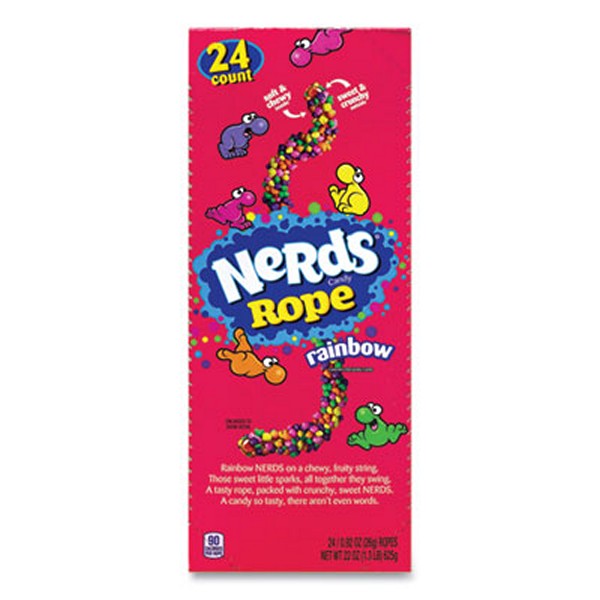 Nerds Rope Candy, Fruity, 0.92 oz Individually Wrapped, 24/Carton