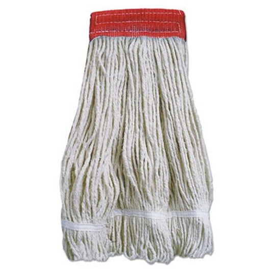 Boardwalk® Wideband Looped-End Mop Heads, 20 Oz, Natural W/red Band, 12/carton