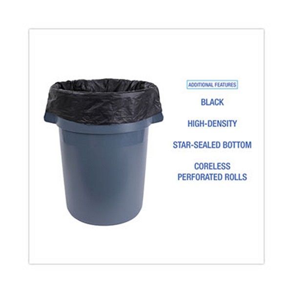 Boardwalk® High-Density Can Liners, 56 Gal, 19 Microns, 43" X 47", Black, 150/carton