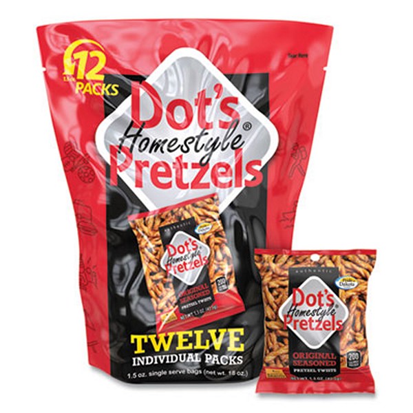 Original Pretzels, Original, 1.5 oz Bag, 12 Bags/Pack, 2/Carton