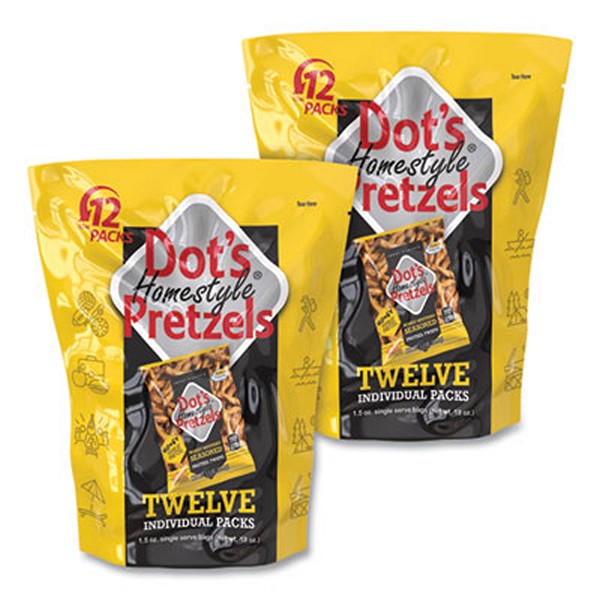 Honey Mustard Pretzels, Honey Mustard, 1.5 oz Bag, 12 Bags/Pack, 2/Carton