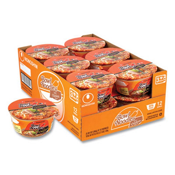 Spicy Chicken Bowl Noodle Soup, Chicken, 3.03 oz Cup, 12/Carton