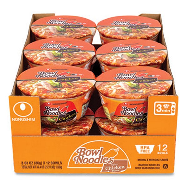 Spicy Chicken Bowl Noodle Soup, Chicken, 3.03 oz Cup, 12/Carton