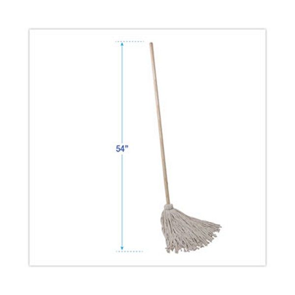 Boardwalk® Handle/deck Mops, 24 Oz White Cotton Head, 54" Oak Wood Handle, 6/pack