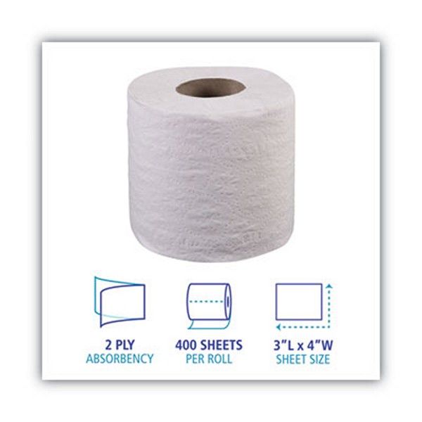 Boardwalk® Two-Ply Toilet Tissue, Septic Safe, White, 4 X 3, 400 Sheets/roll, 96 Rolls/carton