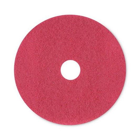 Boardwalk® Buffing Floor Pads, 20" Diameter, Red, 5/carton