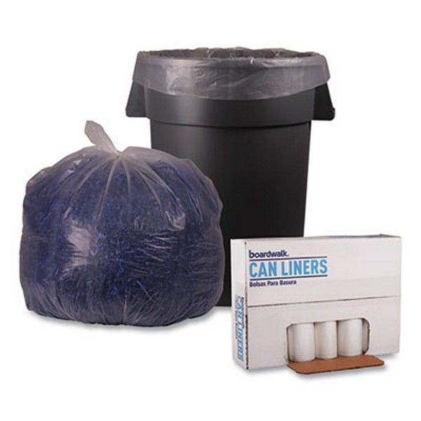 Boardwalk® Low Density Repro Can Liners, 45 Gal, 1.1 Mil, 40" X 46", Clear, 10 Bags/roll, 10 Rolls/carton