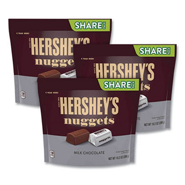 Hershey's Nuggets Share Pack, Milk Chocolate, 10.2 Bag, 3/pack