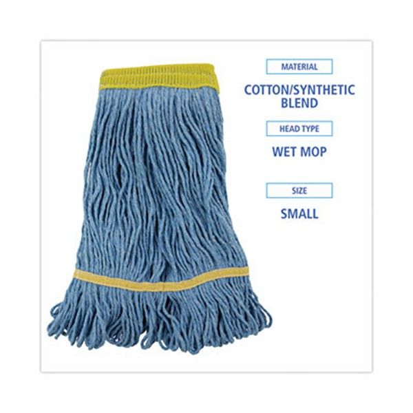 Boardwalk® Super Loop Wet Mop Head, Cotton/synthetic Fiber, 5" Headband, Small Size, Blue, 12/carton